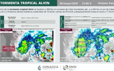 Alvin se mantiene como tormenta tropical, a 430 km de Cabo San Lucas, BCS