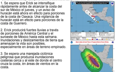 NHC-PACÍFIC pronostica que Erick será huracán y se dirige a costas de México