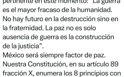 La presidenta de México Claudia Sheinbaum Pardo en su cuenta de X abordó la situación en medio oriente convocando a recuperar la tranquilidad.