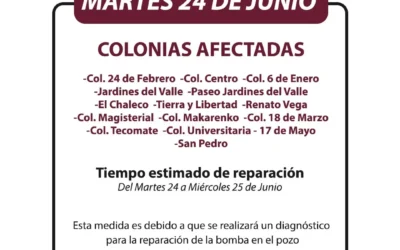 ¡Tome sus precauciones! Jumapag anuncia suspensión del servicio de agua potable en varias colonias de Guasave.